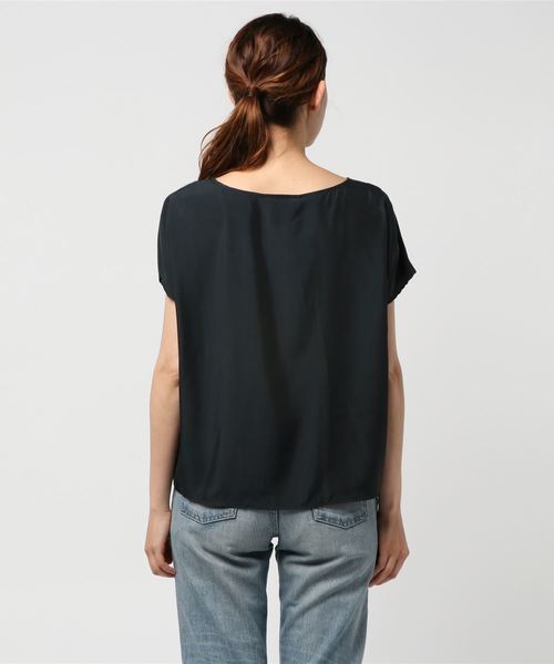 un dix cors（アンディコール）の「キュプラTシャツブラウス（シャツ/ブラウス・レディース・カーキ/ブラック・ﾌﾘ-）」の4枚目の写真