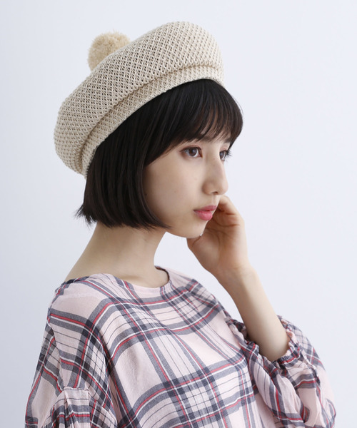 MERLOT（メルロー）の「ラフィアポンポンベレー帽7195（ハンチング