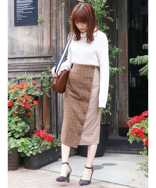 dazzlin（ダズリン）の「パッチワークチェックラップスカート（スカート・レディース・ブルー/ネイビー/ブラウン・SMALL/MEDIUM）」の10枚目の写真