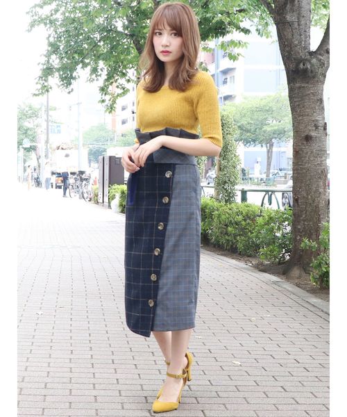 dazzlin（ダズリン）の「パッチワークチェックラップスカート（スカート・レディース・ブルー/ネイビー/ブラウン・SMALL/MEDIUM）」の12枚目の写真