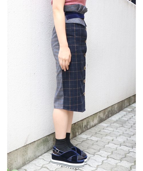 dazzlin（ダズリン）の「パッチワークチェックラップスカート（スカート・レディース・ブルー/ネイビー/ブラウン・SMALL/MEDIUM）」の20枚目の写真