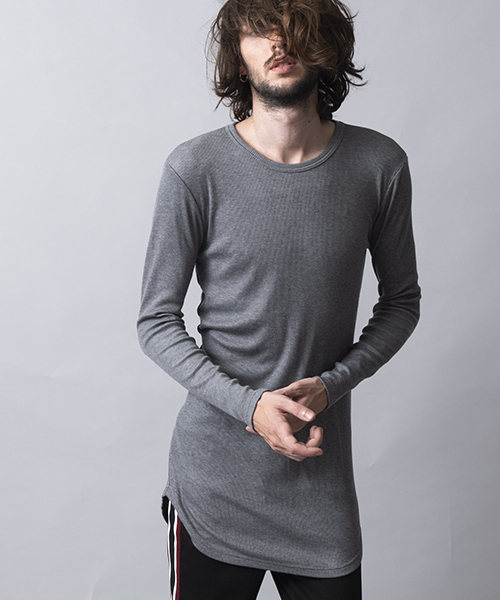 NO ID.（ノーアイディ）の「mlt2369-デュアルウォームテレコＣ-ＮロンＴ（Tシャツ/カットソー・メンズ・ホワイト/ブラック/レッド/グレー・1/2）」の3枚目の写真