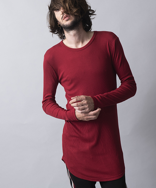 NO ID.（ノーアイディ）の「mlt2369-デュアルウォームテレコＣ-ＮロンＴ（Tシャツ/カットソー・メンズ・ホワイト/ブラック/レッド/グレー・1/2）」の4枚目の写真