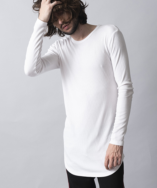 NO ID.（ノーアイディ）の「mlt2369-デュアルウォームテレコＣ-ＮロンＴ（Tシャツ/カットソー・メンズ・ホワイト/ブラック/レッド/グレー・1/2）」の2枚目の写真