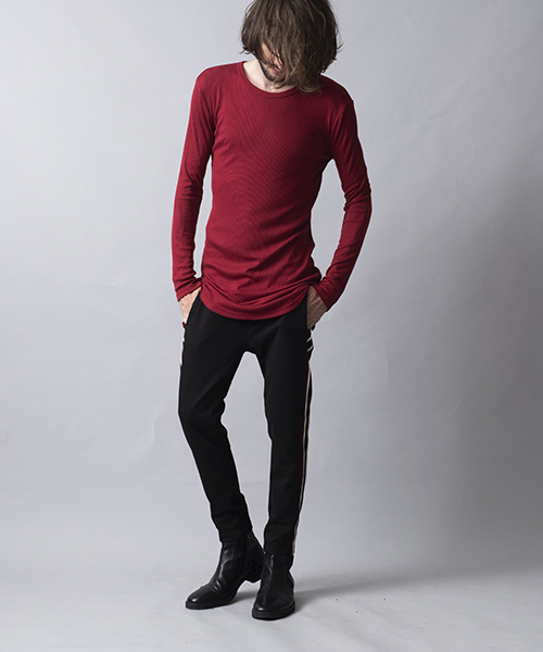 NO ID.（ノーアイディ）の「mlt2369-デュアルウォームテレコＣ-ＮロンＴ（Tシャツ/カットソー・メンズ・ホワイト/ブラック/レッド/グレー・1/2）」の22枚目の写真