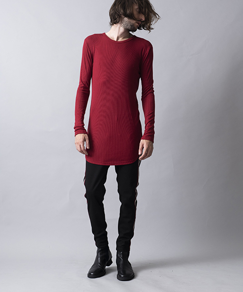 NO ID.（ノーアイディ）の「mlt2369-デュアルウォームテレコＣ-ＮロンＴ（Tシャツ/カットソー・メンズ・ホワイト/ブラック/レッド/グレー・1/2）」の6枚目の写真