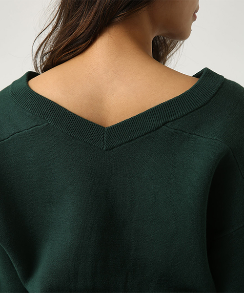AZUL by moussy（アズールバイマウジー）の「【洗えるニット】Vネックスウェッタープルオーバー（ニット/セーター・レディース・ブラック/ダークグリーン/オフホワイト/杢グレー・SMALL/MEDIUM/LARGE）」の11枚目の写真