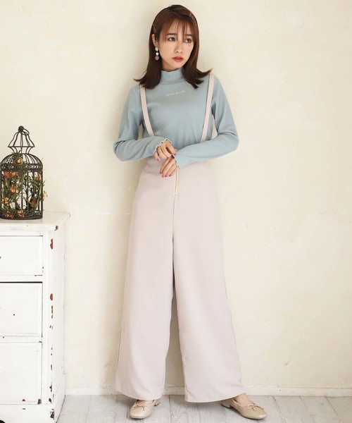 one after another NICE CLAUP（ワンアフターアナザーナイスクラップ）の「ロゴ刺繍テレコハイネックトップス（Tシャツ/カットソー・レディース・オフホワイト/ブラック/ベージュ系その他/ミント・FREE）」の7枚目の写真
