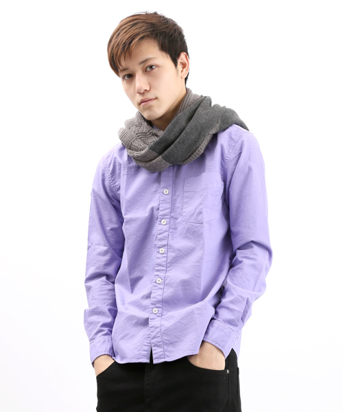 WEGO（ウィゴー）の「WEGO/ガーメントダイオックスシャツ（シャツ/ブラウス・メンズ・グリーン/グリーン系その他/ブルー/ライトパープル/マスタード/ピンク/ワイン/ロイヤルブルー/ホワイト・MEDIUM/SMALL/LARGE）」の7枚目の写真