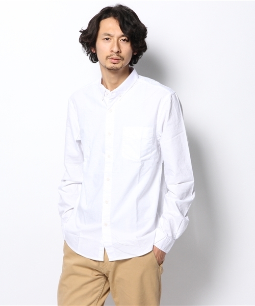 WEGO（ウィゴー）の「WEGO/ガーメントダイオックスシャツ（シャツ/ブラウス・メンズ・グリーン/グリーン系その他/ブルー/ライトパープル/マスタード/ピンク/ワイン/ロイヤルブルー/ホワイト・MEDIUM/SMALL/LARGE）」の2枚目の写真