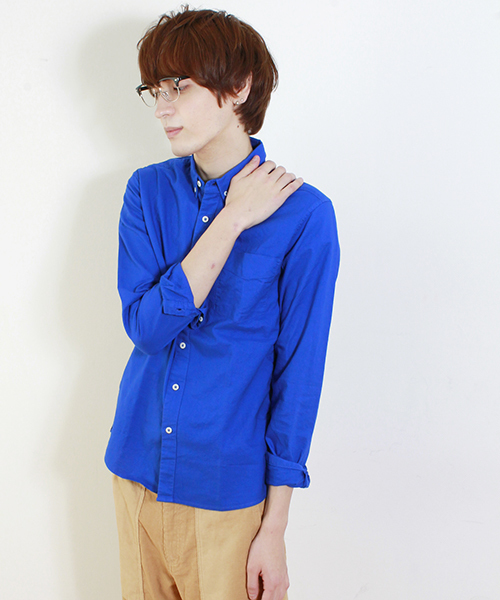 WEGO（ウィゴー）の「WEGO/ガーメントダイオックスシャツ（シャツ/ブラウス・メンズ・グリーン/グリーン系その他/ブルー/ライトパープル/マスタード/ピンク/ワイン/ロイヤルブルー/ホワイト・MEDIUM/SMALL/LARGE）」の6枚目の写真