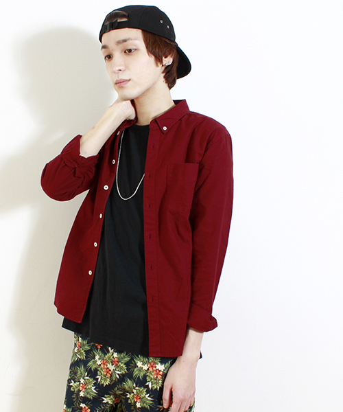 WEGO（ウィゴー）の「WEGO/ガーメントダイオックスシャツ（シャツ/ブラウス・メンズ・グリーン/グリーン系その他/ブルー/ライトパープル/マスタード/ピンク/ワイン/ロイヤルブルー/ホワイト・MEDIUM/SMALL/LARGE）」の9枚目の写真