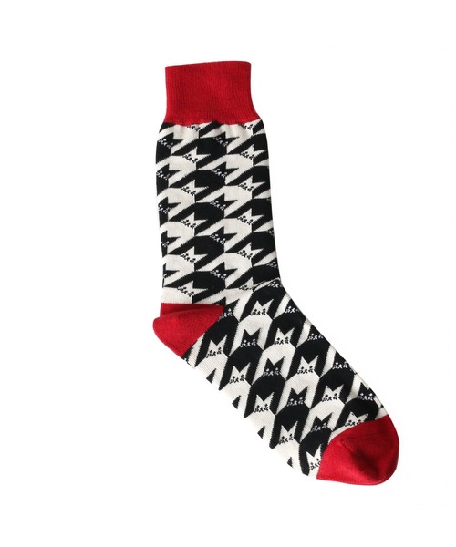 London Shoe Make（ロンドンシューメイク）の「千鳥格子×ネコ柄 / Houndstooth×cat 日本製 メンズソックス / London Shoe Make THE SOCKS 418903（ソックス/靴下・メンズ・ネイビー/レッド・25cm～27cm）」の10枚目の写真