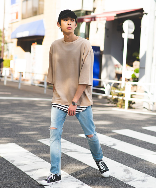 WEGO(ウィゴー)の「WEGO/ミニ裏毛7分袖ビッグシルエットプルオーバー(スウェット・メンズ・オレンジ/ベージュ/ホワイト/ブラック/ライトパープル・MEDIUM/LARGE)」の20枚目の写真