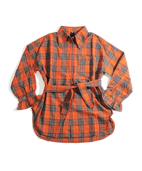 neos(ネオス)の「【neos -addictive design- LD】ルーズシルエット フリルスリーブ チェックシャツ(シャツ/ブラウス・レディース・オレンジ/アイボリー・SMALL/MEDIUM/LARGE/X-LARGE)」の12枚目の写真