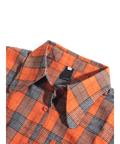 neos(ネオス)の「【neos -addictive design- LD】ルーズシルエット フリルスリーブ チェックシャツ(シャツ/ブラウス・レディース・オレンジ/アイボリー・SMALL/MEDIUM/LARGE/X-LARGE)」の13枚目の写真