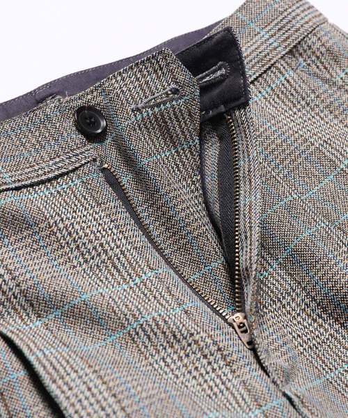 MR.OLIVE（ミスターオリーブ）の「【セットアップ対応】バレンシア チェック / ワンプリーツ スタプレ テーパードパンツ(チェック パンツ)（スラックス・メンズ・グレー/ブラウン・SMALL/MEDIUM/LARGE）」の5枚目の写真