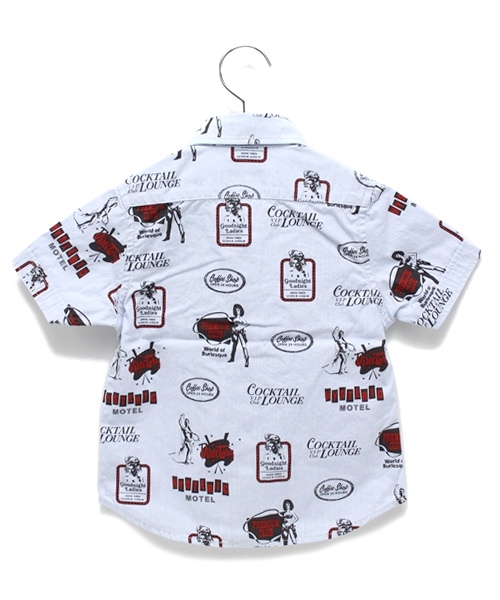 JOEY HYSTERIC（ジョーイヒステリック）の「PREMIAM CLUB総柄 半袖ボタンダウンSH（シャツ/ブラウス・キッズ・サックスブルー/イエロー・SMALL/MEDIUM）」の3枚目の写真