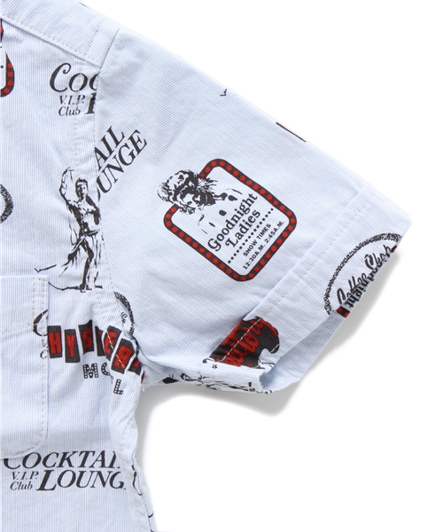 JOEY HYSTERIC（ジョーイヒステリック）の「PREMIAM CLUB総柄 半袖ボタンダウンSH（シャツ/ブラウス・キッズ・サックスブルー/イエロー・SMALL/MEDIUM）」の5枚目の写真