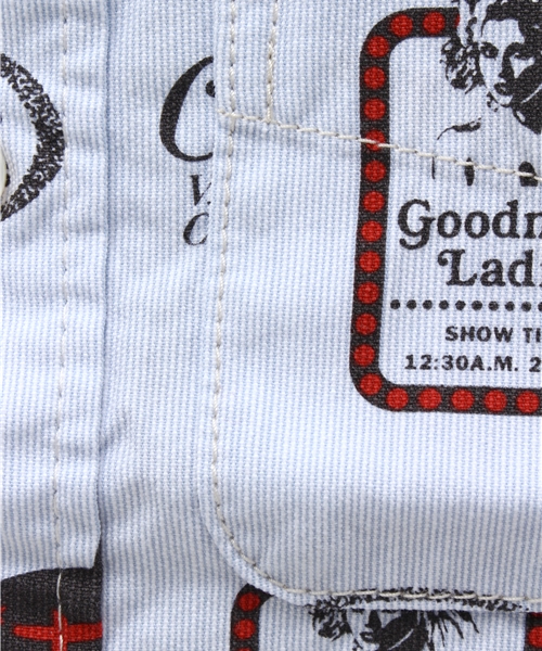 JOEY HYSTERIC（ジョーイヒステリック）の「PREMIAM CLUB総柄 半袖ボタンダウンSH（シャツ/ブラウス・キッズ・サックスブルー/イエロー・SMALL/MEDIUM）」の7枚目の写真