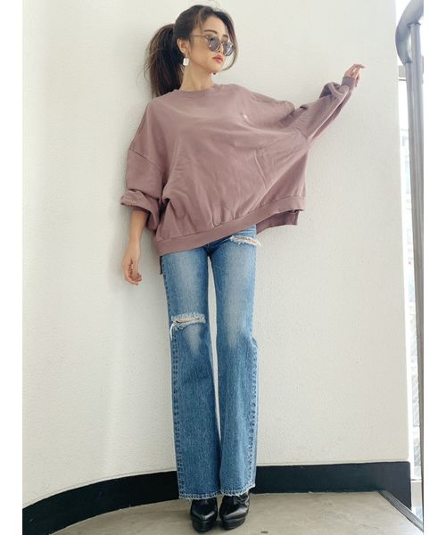 GYDA（ジェイダ）の「【ZOZO限定】WIDEBOYS スウェットプルオーバー（Tシャツ/カットソー・レディース・ネイビー/グレー/ベージュ/カーキ/ピンク・FREE）」の8枚目の写真