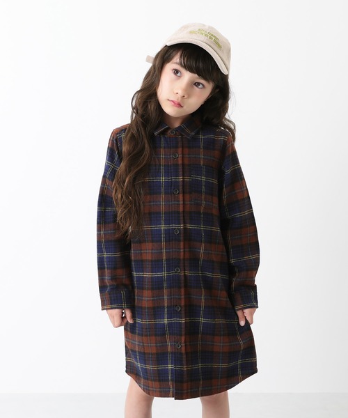 devirock（デビロック）の「ネルチェックシャツワンピース（シャツワンピース・キッズ・レッド系その他/レッド系その他2/レッド系その他3/ブラック系その他/ブラック系その他2/ブラック系その他3/ブルー系その他/ブルー系その他2/ブルー系その他3/グリーン系その他/イエロー系その他/ブラウン系その他/グレー系その他/ブラウン系その他2・100cm/110cm/120cm/130cm/140cm/150cm/160cm）」の6枚目の写真