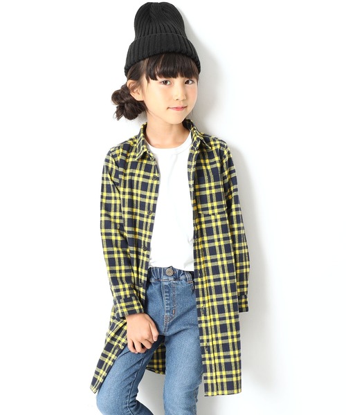 devirock（デビロック）の「ネルチェックシャツワンピース（シャツワンピース・キッズ・レッド系その他/レッド系その他2/レッド系その他3/ブラック系その他/ブラック系その他2/ブラック系その他3/ブルー系その他/ブルー系その他2/ブルー系その他3/グリーン系その他/イエロー系その他/ブラウン系その他/グレー系その他/ブラウン系その他2・100cm/110cm/120cm/130cm/140cm/150cm/160cm）」の11枚目の写真