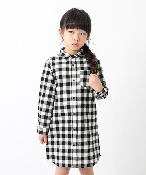 devirock（デビロック）の「ネルチェックシャツワンピース（シャツワンピース・キッズ・レッド系その他/レッド系その他2/レッド系その他3/ブラック系その他/ブラック系その他2/ブラック系その他3/ブルー系その他/ブルー系その他2/ブルー系その他3/グリーン系その他/イエロー系その他/ブラウン系その他/グレー系その他/ブラウン系その他2・100cm/110cm/120cm/130cm/140cm/150cm/160cm）」の4枚目の写真