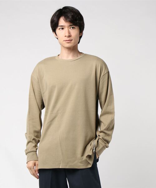 STYLEBLOCK（スタイルブロック）の「サイドZIPビッグシルエットロングTシャツ（Tシャツ/カットソー・メンズ・ブラック/ベージュ/オフホワイト/ワイン・M/L）」の3枚目の写真