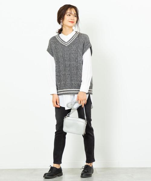coen（コーエン）の「【ムック本掲載】ケーブルベスト（ベスト・レディース・ホワイト/グレー・FREE）」の14枚目の写真