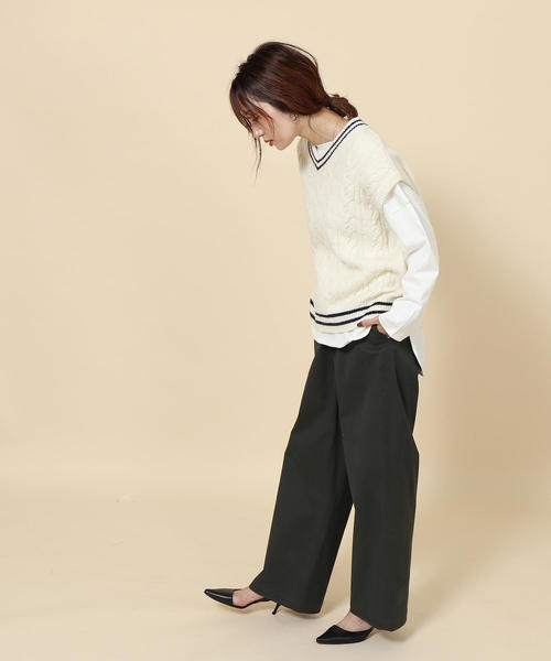 coen（コーエン）の「【ムック本掲載】ケーブルベスト（ベスト・レディース・ホワイト/グレー・FREE）」の8枚目の写真