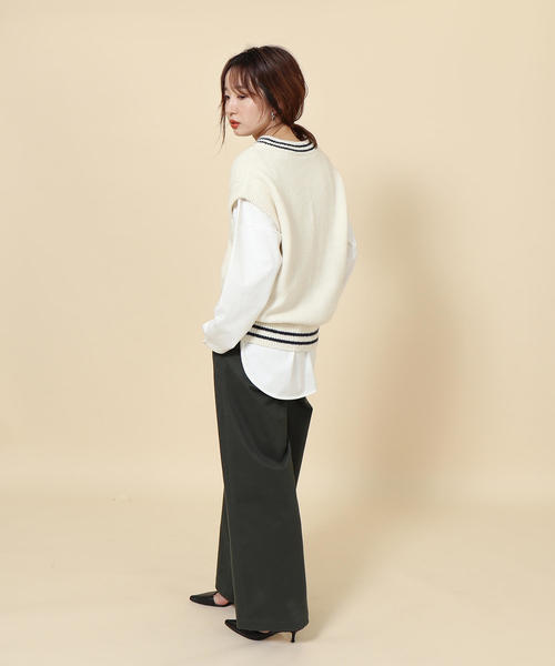 coen（コーエン）の「【ムック本掲載】ケーブルベスト（ベスト・レディース・ホワイト/グレー・FREE）」の7枚目の写真