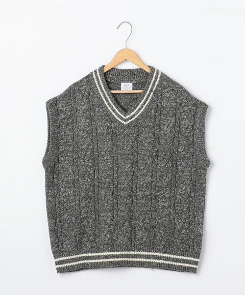 coen（コーエン）の「【ムック本掲載】ケーブルベスト（ベスト・レディース・ホワイト/グレー・FREE）」の19枚目の写真