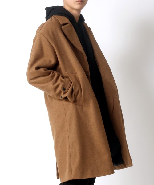 Lazar（ラザル）の「オーバーサイズ メルトン ウール チェスターコート（チェスターコート・メンズ・ブラック/グレー/キャメル/ベージュ系その他/グレー系その他/モカ・LL/M/L）」の6枚目の写真