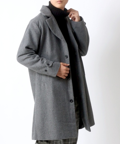 Lazar（ラザル）の「オーバーサイズ メルトン ウール チェスターコート（チェスターコート・メンズ・ブラック/グレー/キャメル/ベージュ系その他/グレー系その他/モカ・LL/M/L）」の2枚目の写真