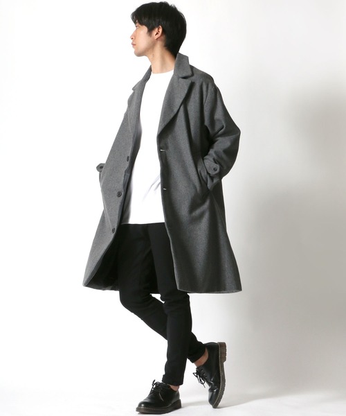 Lazar（ラザル）の「オーバーサイズ メルトン ウール チェスターコート（チェスターコート・メンズ・ブラック/グレー/キャメル/ベージュ系その他/グレー系その他/モカ・LL/M/L）」の9枚目の写真