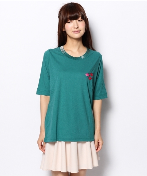 AVIE（アビィ）の「くちびるプリントTEE（Tシャツ/カットソー・レディース・オフホワイト/ライトグレー/グリーン・2）」の11枚目の写真