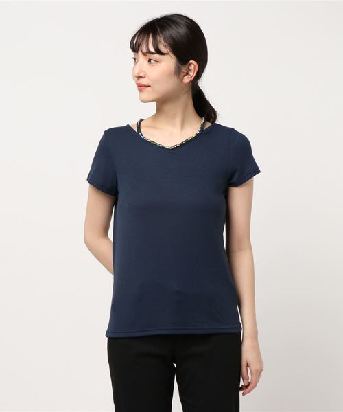 チチカカ(チチカカ)の「ビーズネックフレンチスリーブ(Tシャツ/カットソー・レディース・ネイビー/グリーン/イエロー/ピンク・LARGE/MEDIUM)」の18枚目の写真