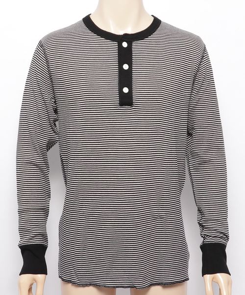 Healthknit（ヘルスニット）の「【 Healthknit / ヘルスニット 】 # ベーシックワッフルヘンリーネック長袖Tシャツ 601L SIP（Tシャツ/カットソー・メンズ・レッド系その他/ブラック/オフホワイト/ヘザーグレー/ブラック系その他/ブルー系その他/オートミール/グレー系その他/ネイビー/ブルー/グリーン・LARGE/X-LARGE/MEDIUM）」の3枚目の写真