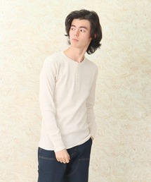 【 Healthknit / ヘルスニット 】 # ベーシックワッフルヘンリーネック長袖Tシャツ 601L SIP