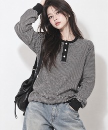 【 Healthknit / ヘルスニット 】 # ベーシックワッフルヘンリーネック長袖Tシャツ 601L SIP