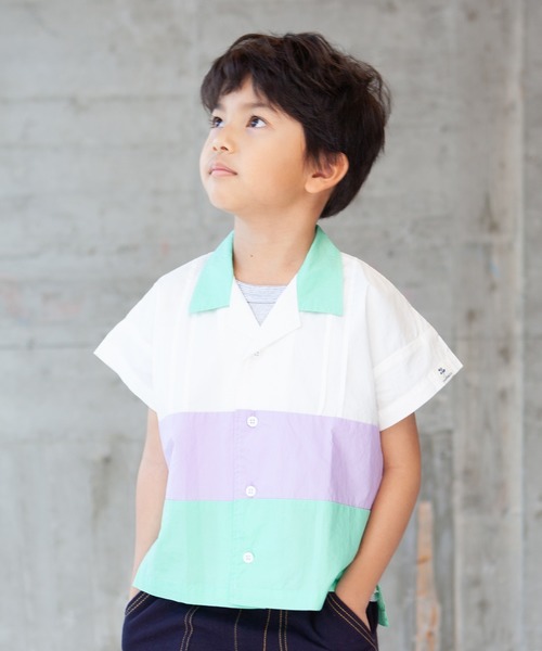 RAGMART（ラグマート）の「オープンカラーシャツ（シャツ/ブラウス・キッズ・サックスブルー/オフホワイト・90cm）」の2枚目の写真