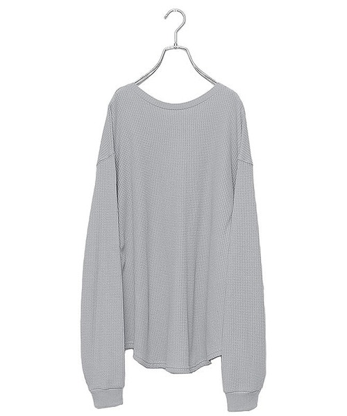 MinoriTY（マイノリティ）の「メンズ長袖ビッグシルエットワッフル2WAYロンT【ヘンリーネック⇔クルーネック】（Tシャツ/カットソー・メンズ・ブラック/グレー/モカ・M/L）」の10枚目の写真