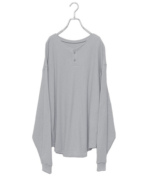 MinoriTY（マイノリティ）の「メンズ長袖ビッグシルエットワッフル2WAYロンT【ヘンリーネック⇔クルーネック】（Tシャツ/カットソー・メンズ・ブラック/グレー/モカ・M/L）」の5枚目の写真