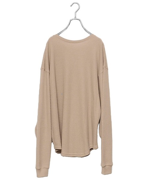 MinoriTY（マイノリティ）の「メンズ長袖ビッグシルエットワッフル2WAYロンT【ヘンリーネック⇔クルーネック】（Tシャツ/カットソー・メンズ・ブラック/グレー/モカ・M/L）」の7枚目の写真