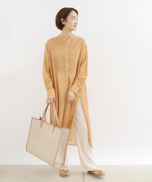 DouDou(ドゥドゥ)の「シアードレスシャツワンピース(シャツワンピース・レディース・オフホワイト/ミント/オレンジ・FREE)」の15枚目の写真