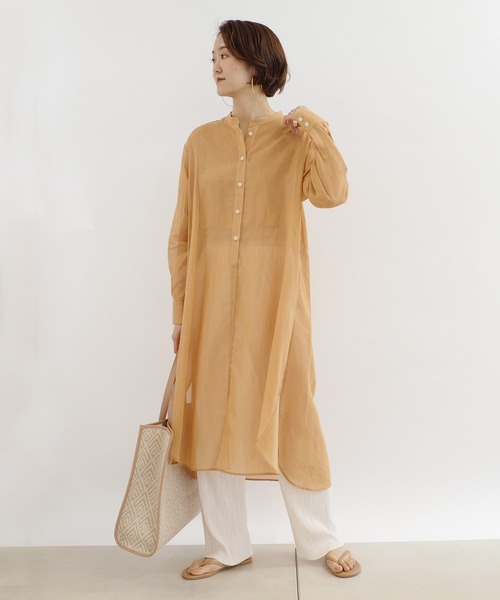 DouDou(ドゥドゥ)の「シアードレスシャツワンピース(シャツワンピース・レディース・オフホワイト/ミント/オレンジ・FREE)」の16枚目の写真
