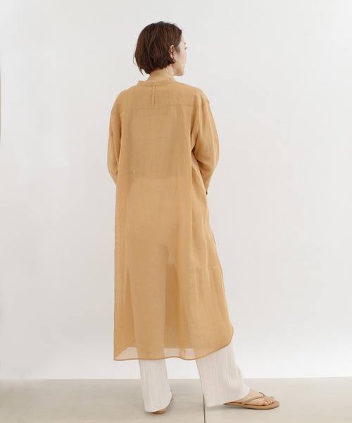 DouDou(ドゥドゥ)の「シアードレスシャツワンピース(シャツワンピース・レディース・オフホワイト/ミント/オレンジ・FREE)」の18枚目の写真