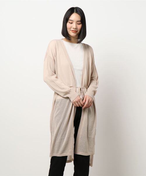 Bou Jeloud(ブージュルード)の「さらさら素材◆袖ラインロングカーディガン(カーディガン/ボレロ・レディース・ライトグレー/ブラック/ベージュ/グレー/オフホワイト/カーキ/サンドベージュ・FREE)」の6枚目の写真