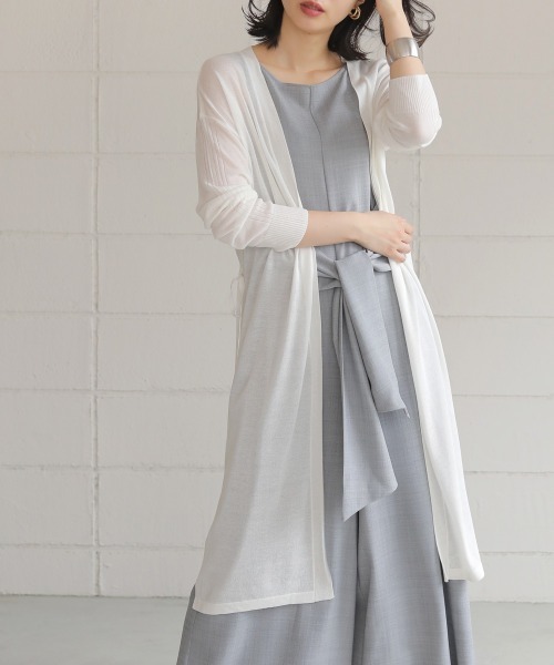 Bou Jeloud(ブージュルード)の「さらさら素材◆袖ラインロングカーディガン(カーディガン/ボレロ・レディース・ライトグレー/ブラック/ベージュ/グレー/オフホワイト/カーキ/サンドベージュ・FREE)」の8枚目の写真